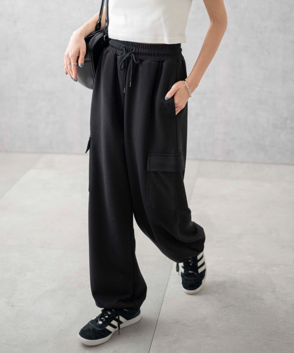 WEGO 【ウエストゴム】スウェットカーゴパンツ 