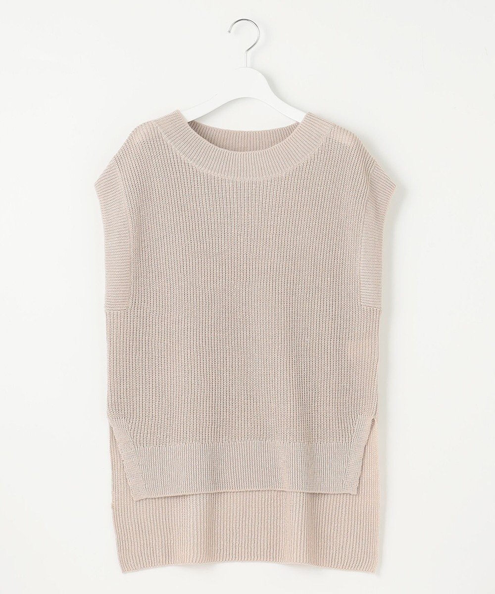 自由区 S 【洗える】リネンミドルゲージニット ベスト 