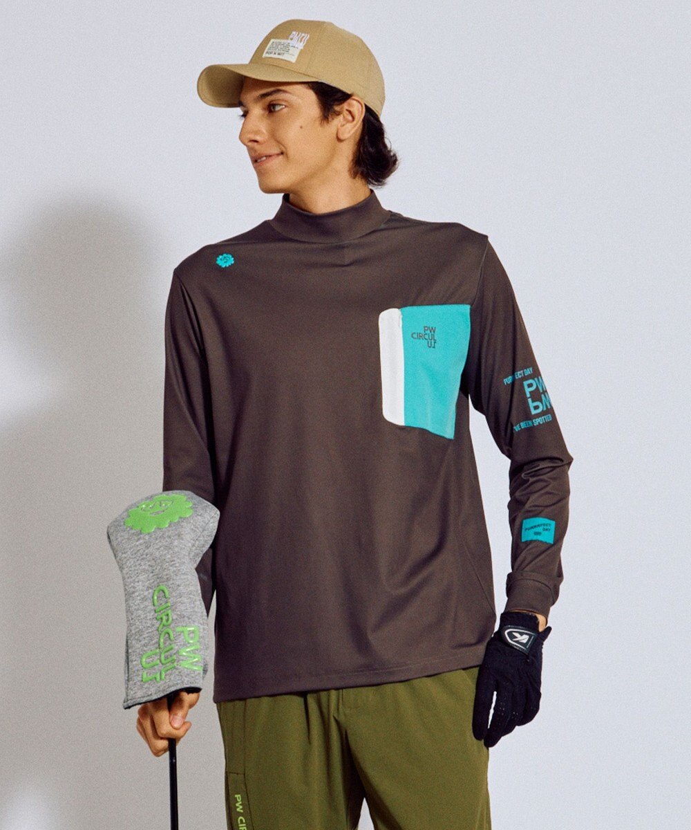 PW CIRCULUS 【吸水速乾 / UV遮蔽率99.5% UVカット / ストレッチ】【MEN】ロングスリーブ ポケットモックT ゴルフ 
