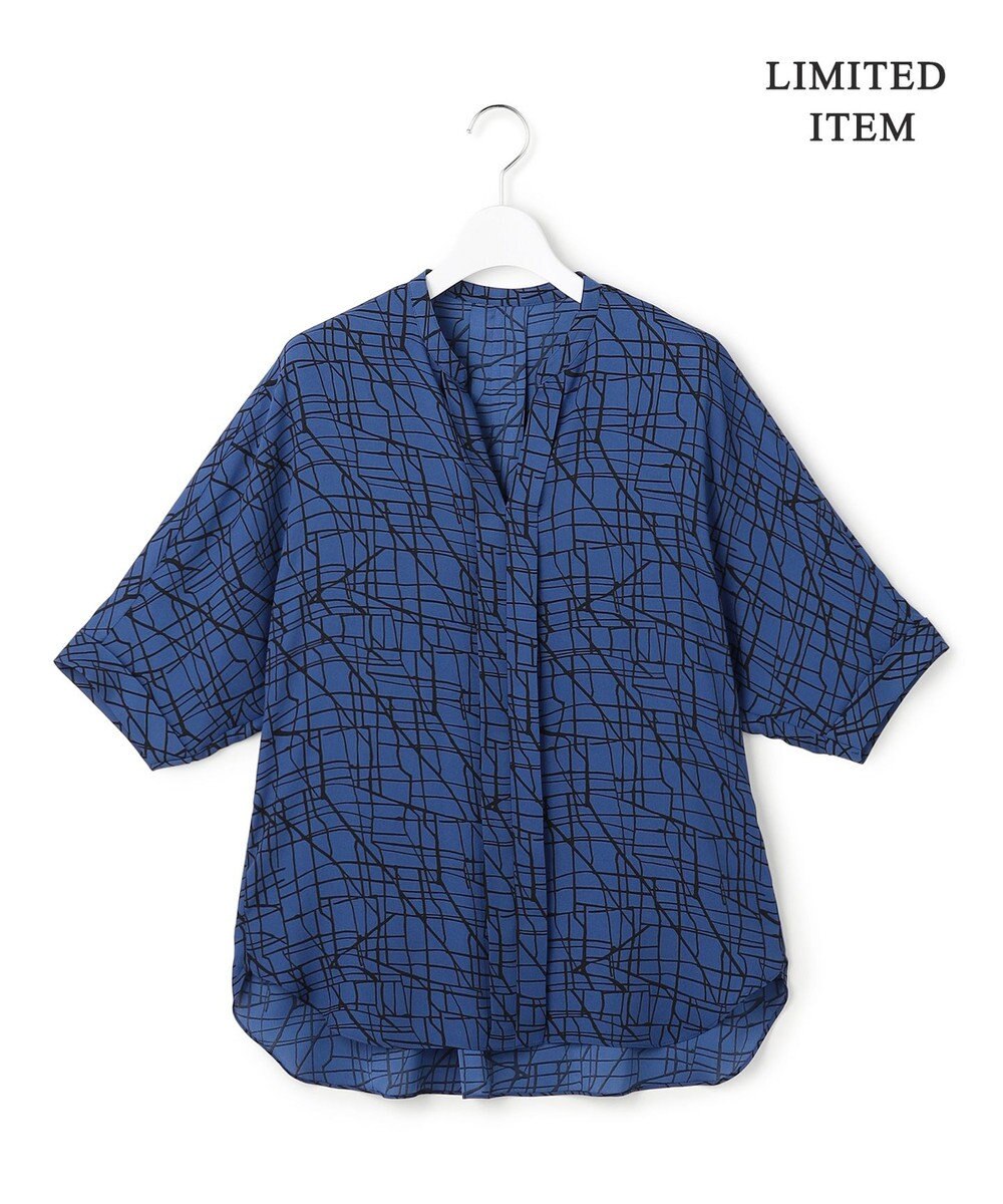 ICB L 【新色追加・WEB限定】BackSatinAmunzen 5分袖キーネックブラウス 