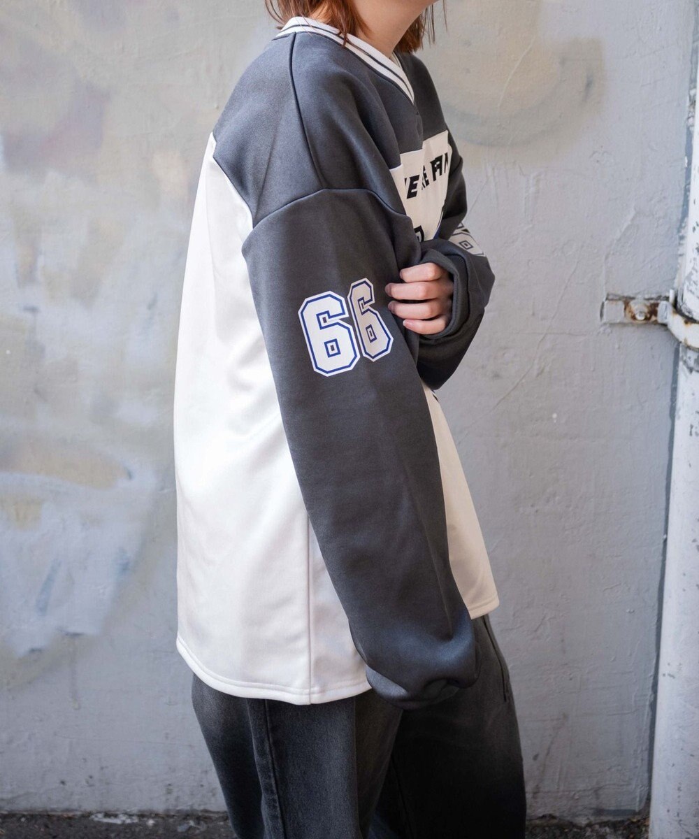 WEGO VネックナンバリングサテンBIGスウェット 