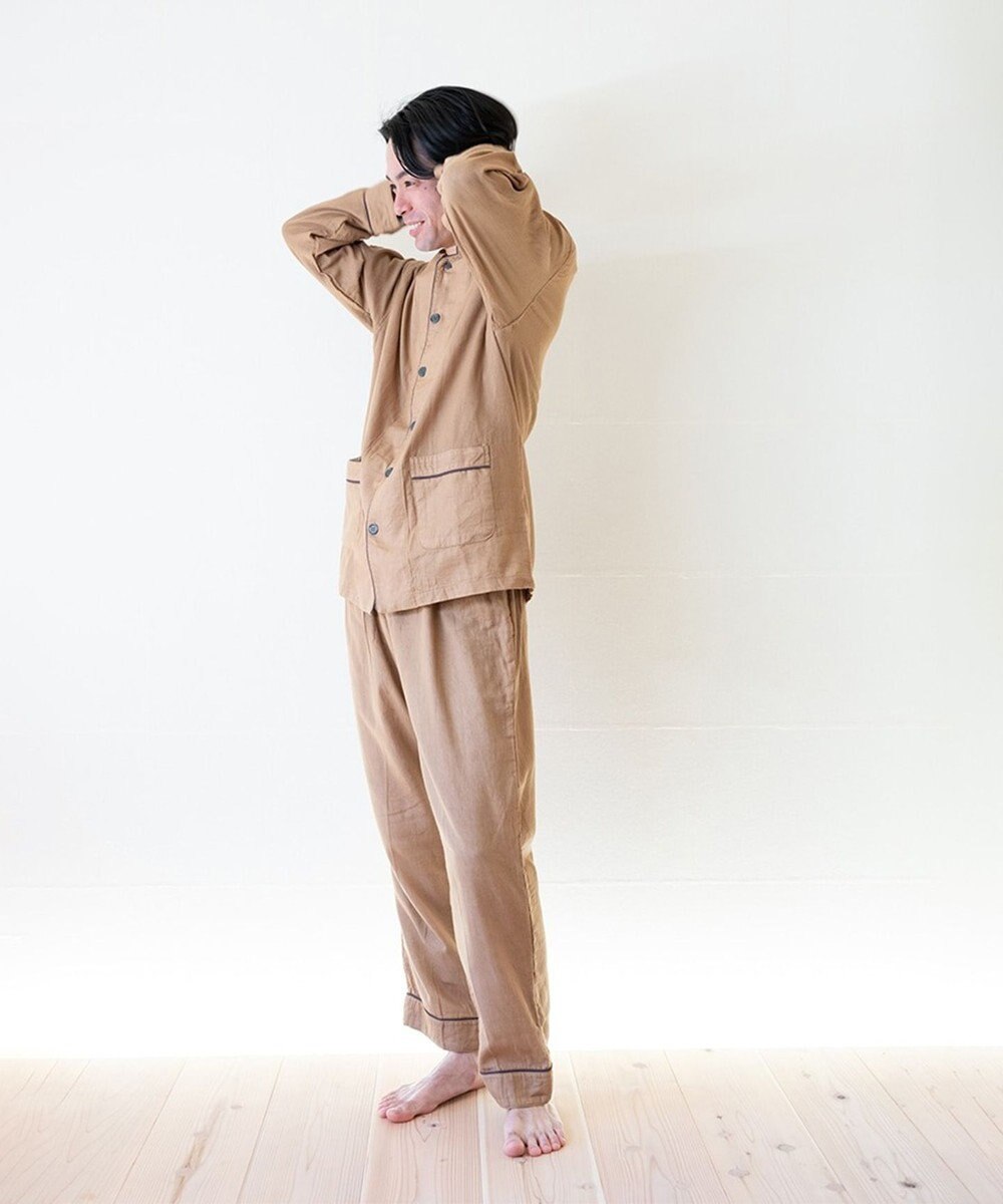 京和晒綿紗 【紗栄子さん愛用パジャマの色違い/UNISEX】ガーゼパジャマ 2重合わせ 柿渋 