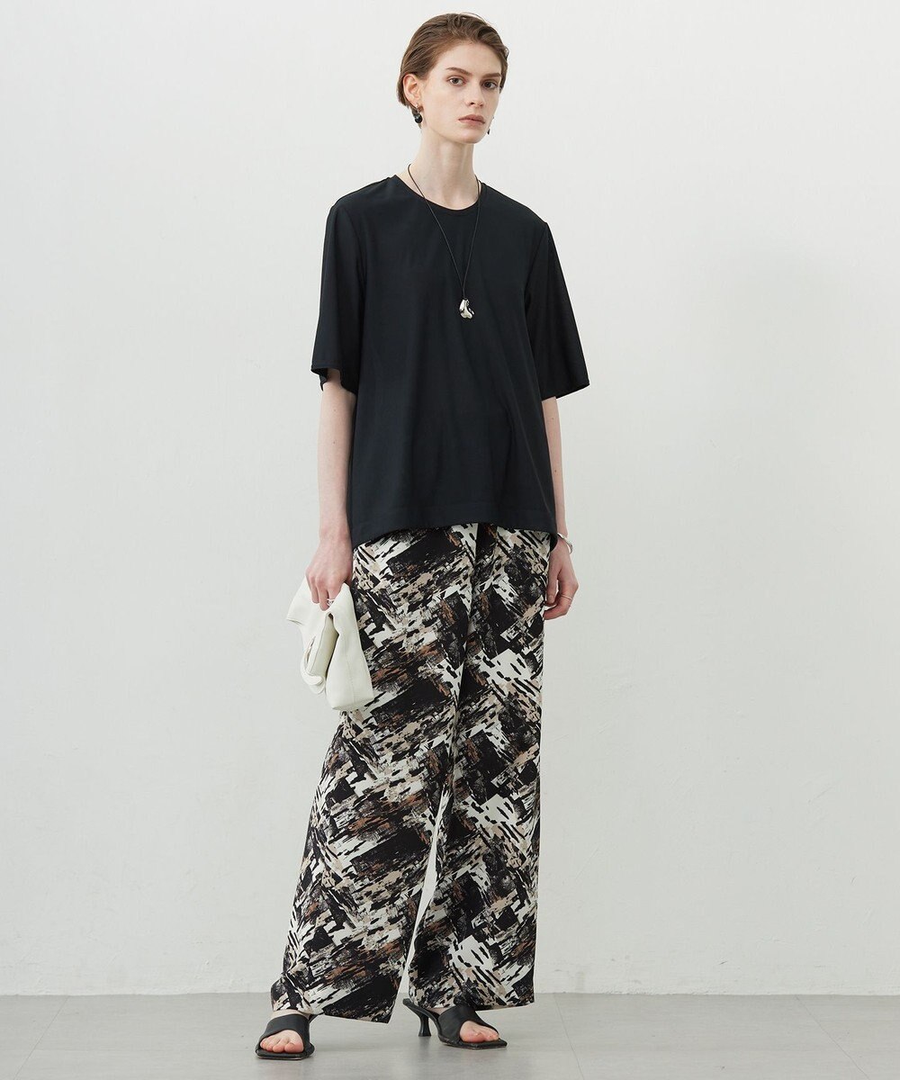 ICB L 【洗える】 ブラッシュプリント ワイドパンツ 