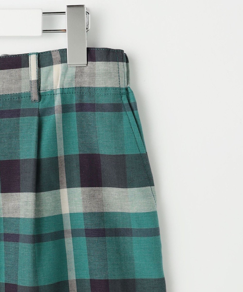 自由区 コットンリネンチェックワイドストレート パンツ 