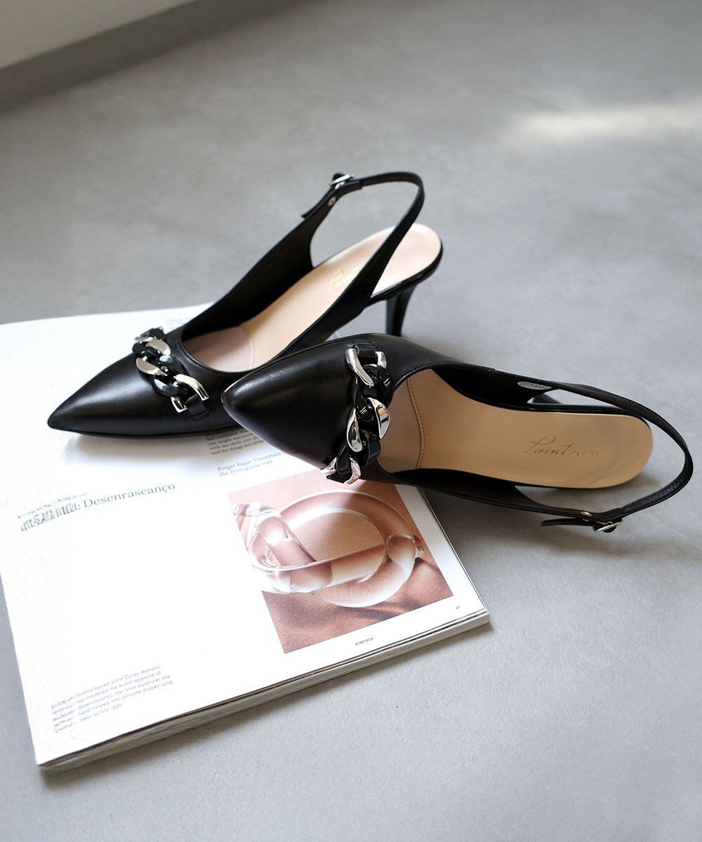 Pointer 日本製 本革チェーンビット付きバックバンドミュール 