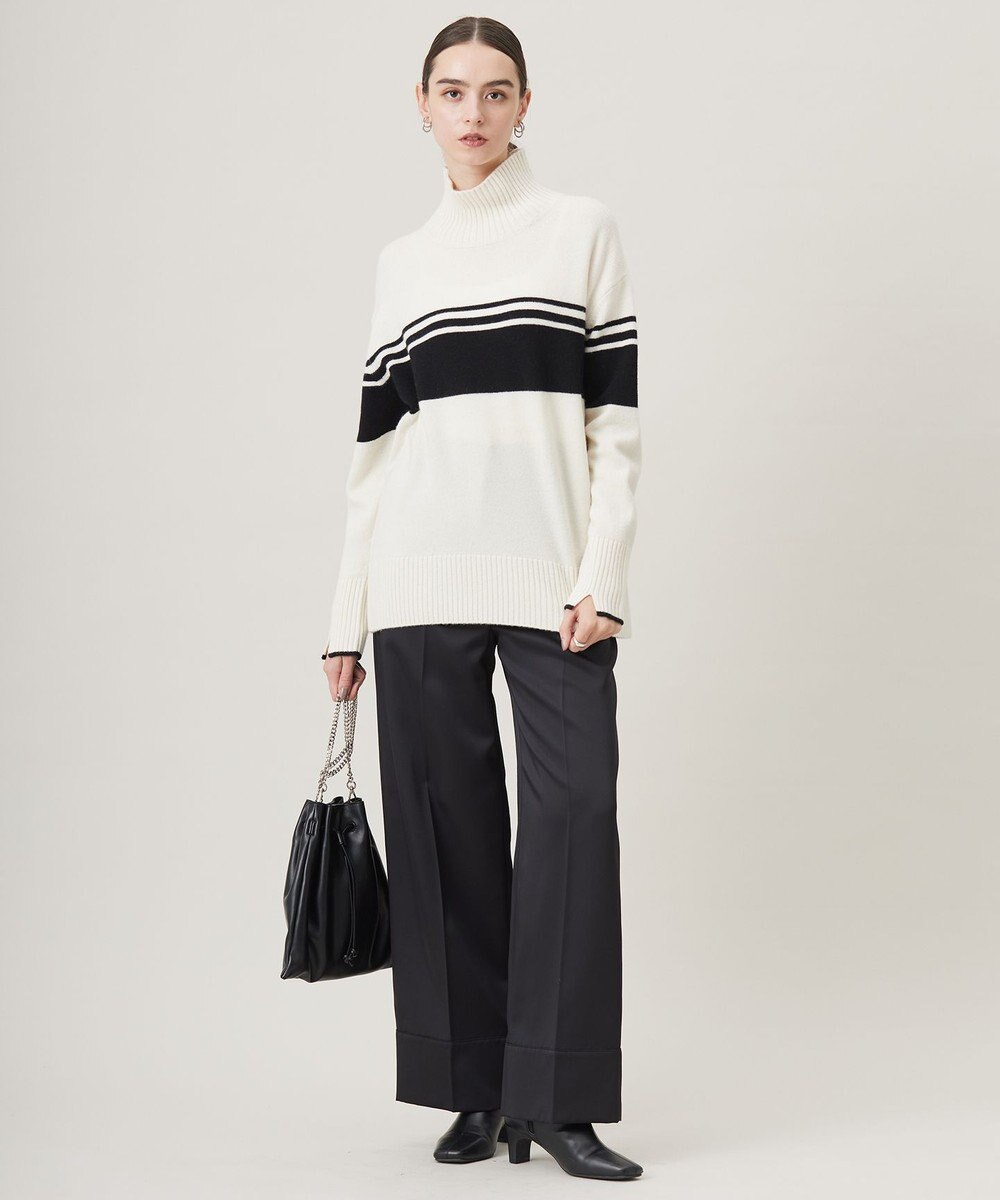 ICB 【CLASSY.1月号掲載・洗える】ソフトカシミヤミックス 配色ボーダーハイネックニット 