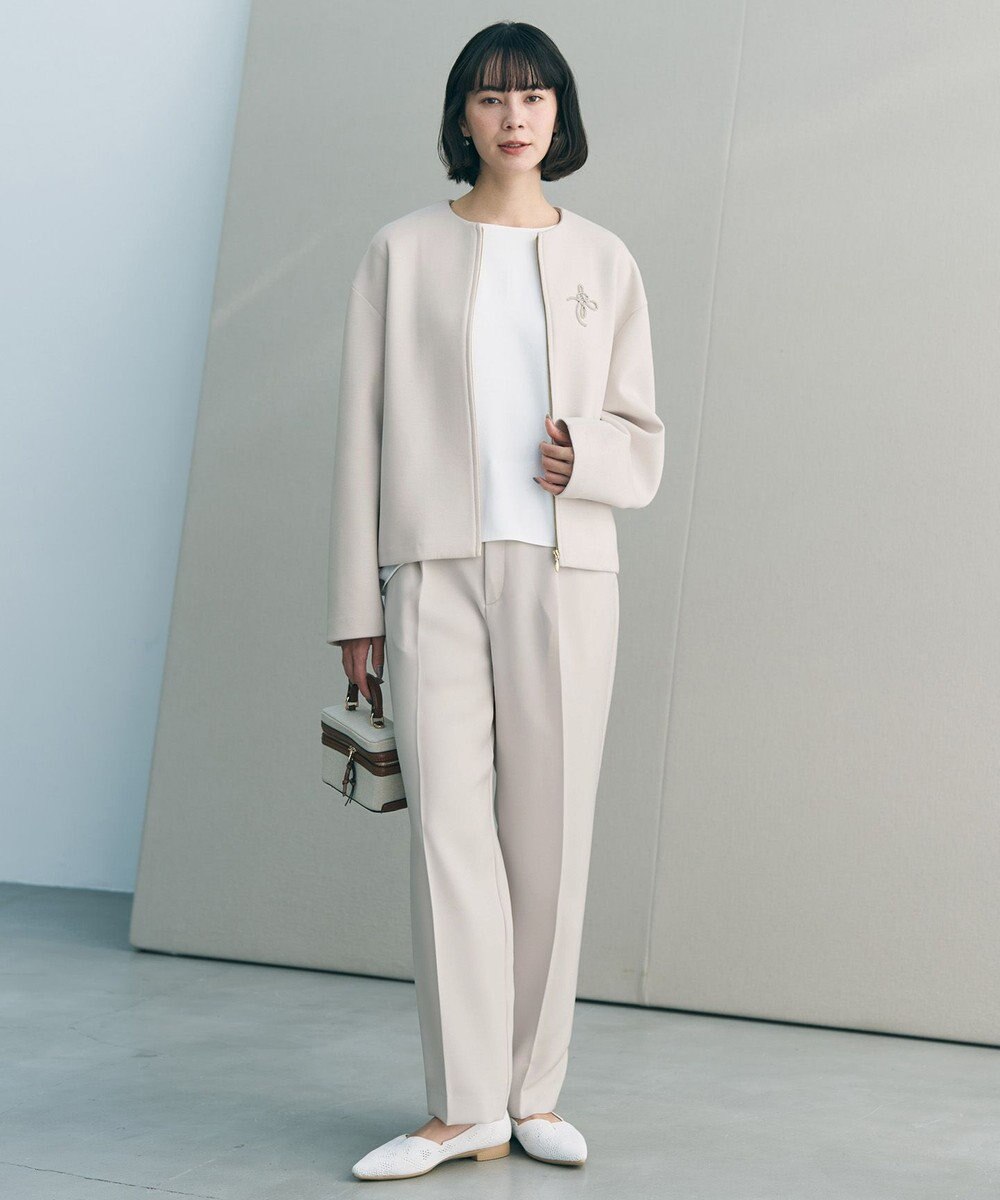 UNFILO L 【ウエストゴム/セレモニー】ドライダブルクロス タックテーパードパンツ 