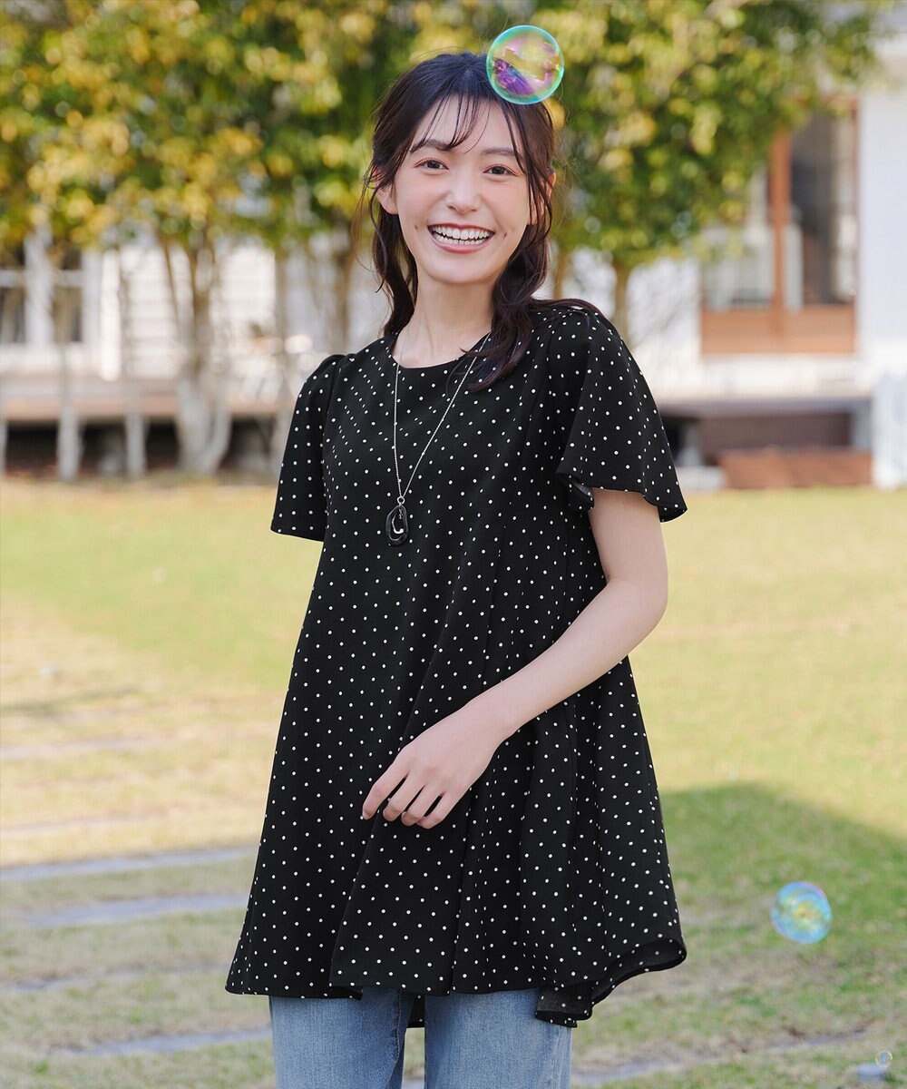 Tiaclasse L 【小倉優子さん着用・選べる袖TYPE・洗える】バックフレアチュニック 