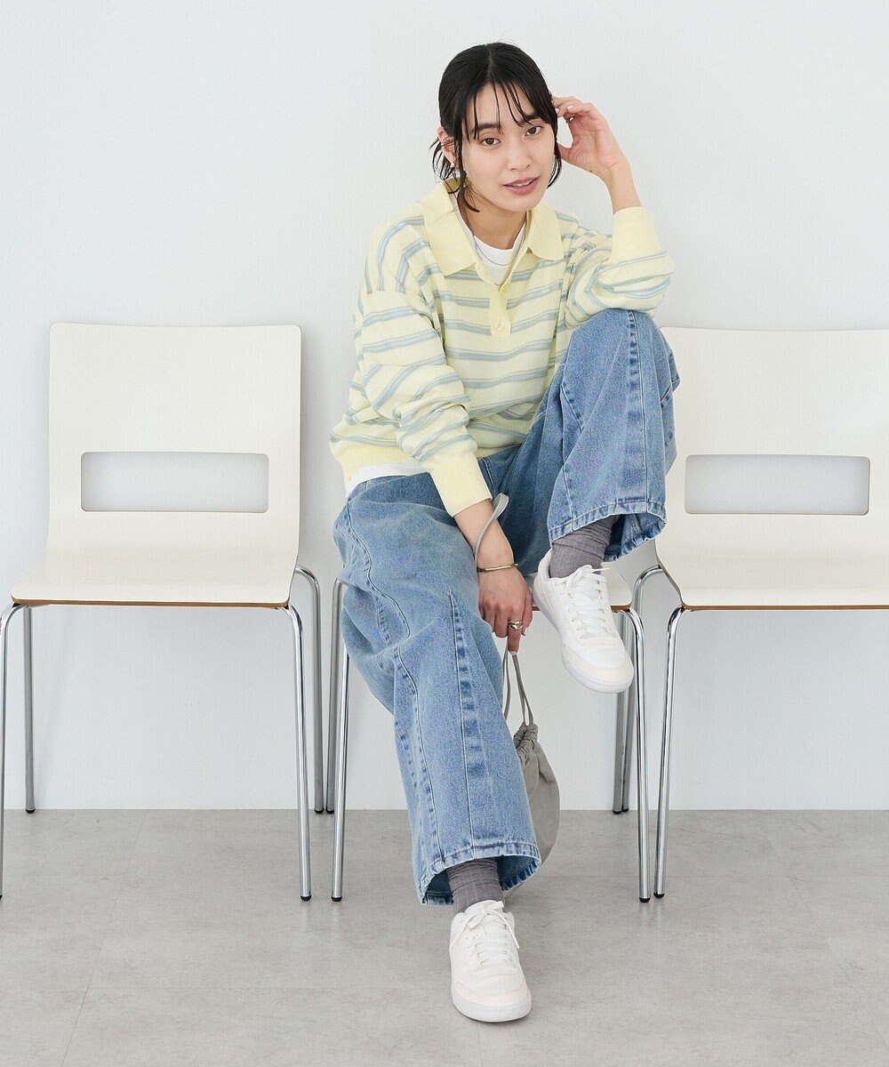 CRAFT STANDARD BOUTIQUE シアーボーダーポロ衿ニットプルオーバー 