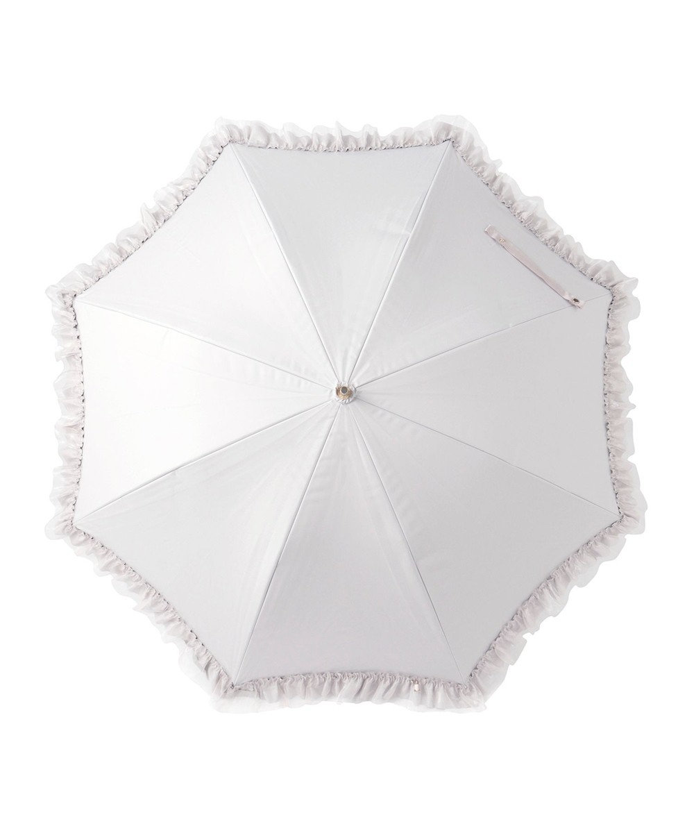 MOONBAT ランバン オン ブルー 晴雨兼用日傘 長傘 ビジュー付きオーガンジーフリル 遮光 遮熱 UV 