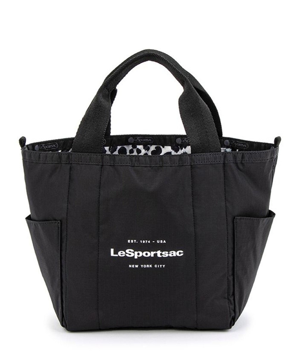 LeSportsac SM REVERSIBLE PKT TOTE/2ウェイブラック/ニュートラルレオパード 