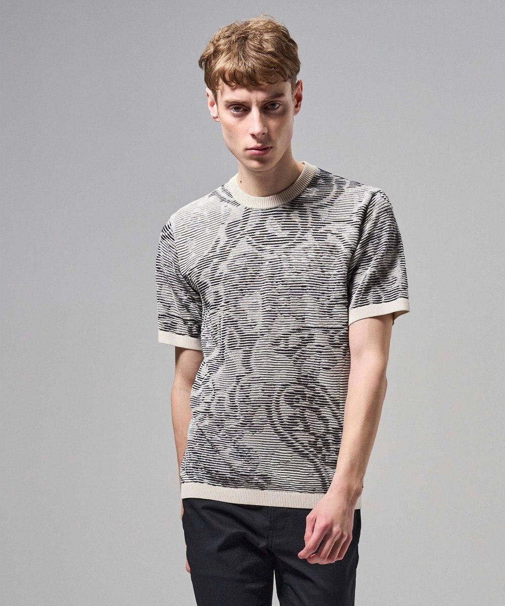 JOSEPH HOMME オリエンタルブラインドジャガード　クルーネック半袖ニットTEE 