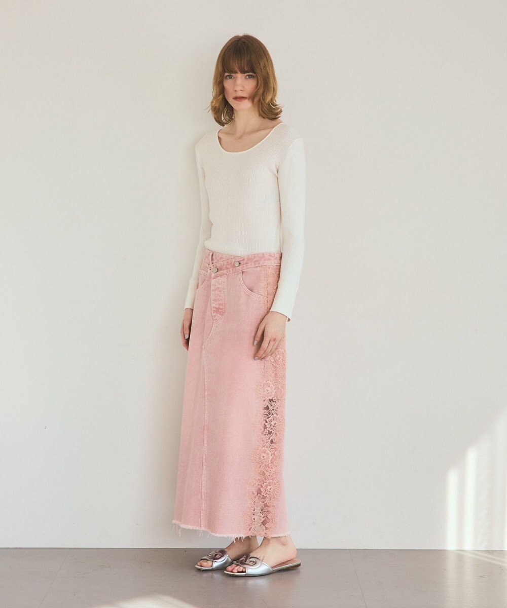 GRACE CONTINENTAL サイドレースデニムスカート 