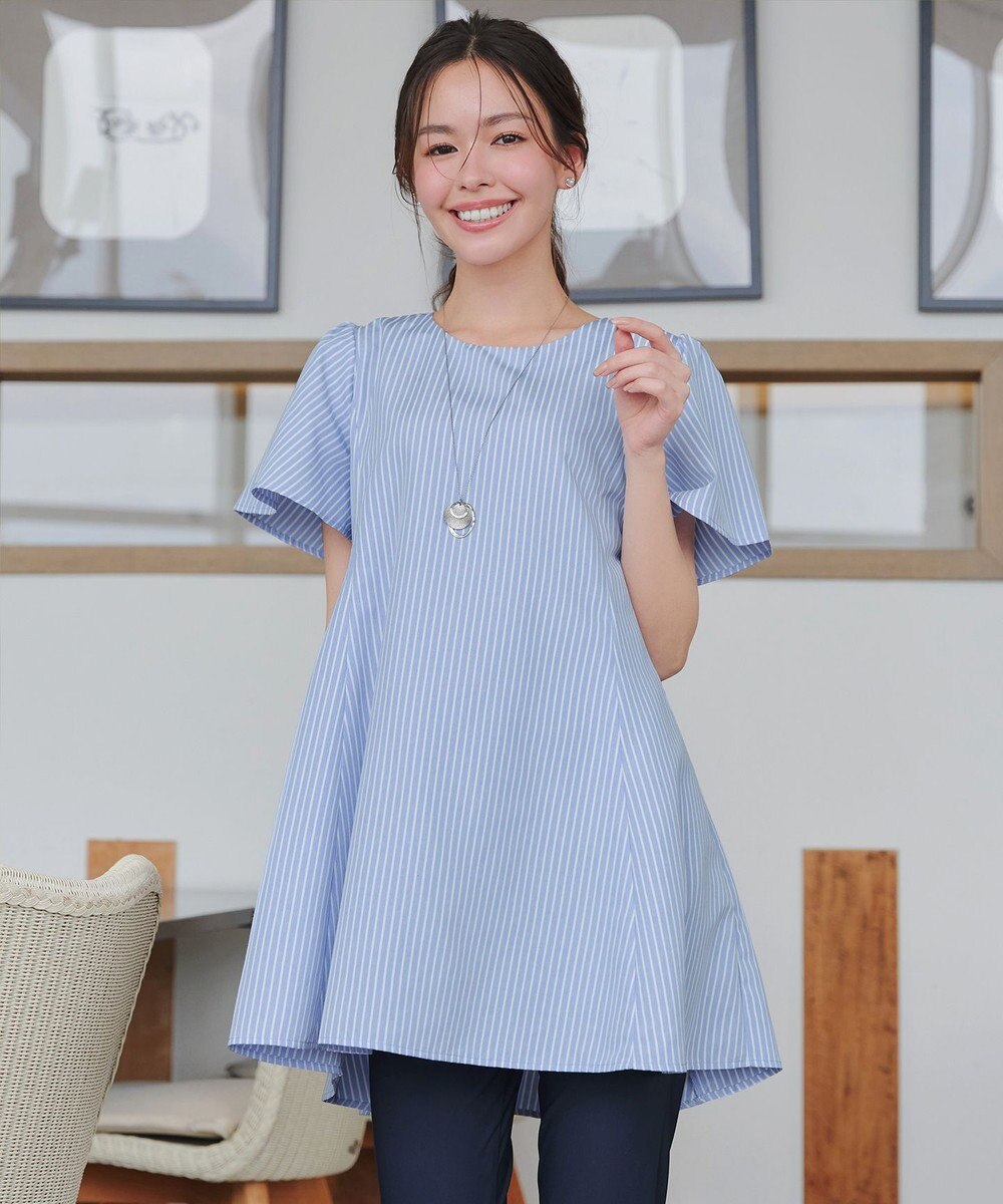 Tiaclasse L 【小倉優子さん着用・選べる袖TYPE・洗える】バックフレアチュニック 