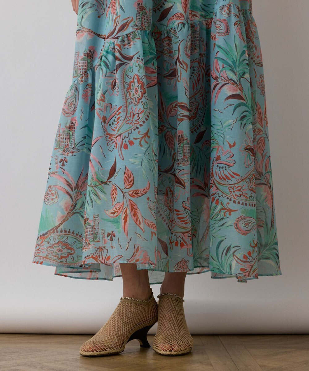 GRACE CONTINENTAL リゾートプリントティアードワンピース 