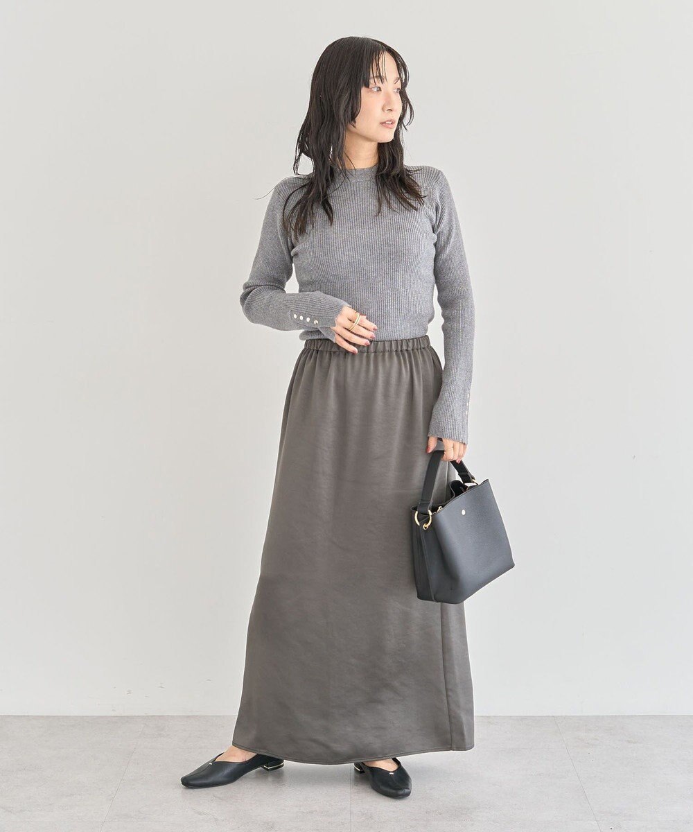 Green Parks もちやわ袖口釦リブニットプルオーバー 