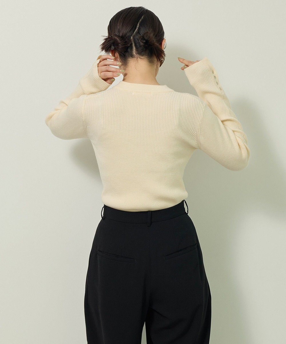 Green Parks もちやわ袖口釦リブニットプルオーバー 