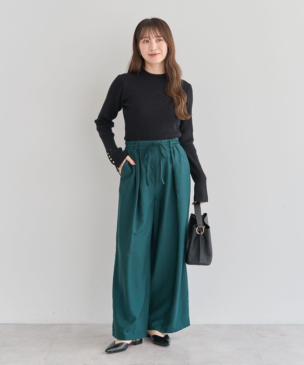 Green Parks もちやわ袖口釦リブニットプルオーバー 