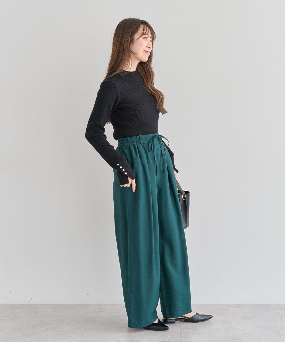 Green Parks もちやわ袖口釦リブニットプルオーバー 