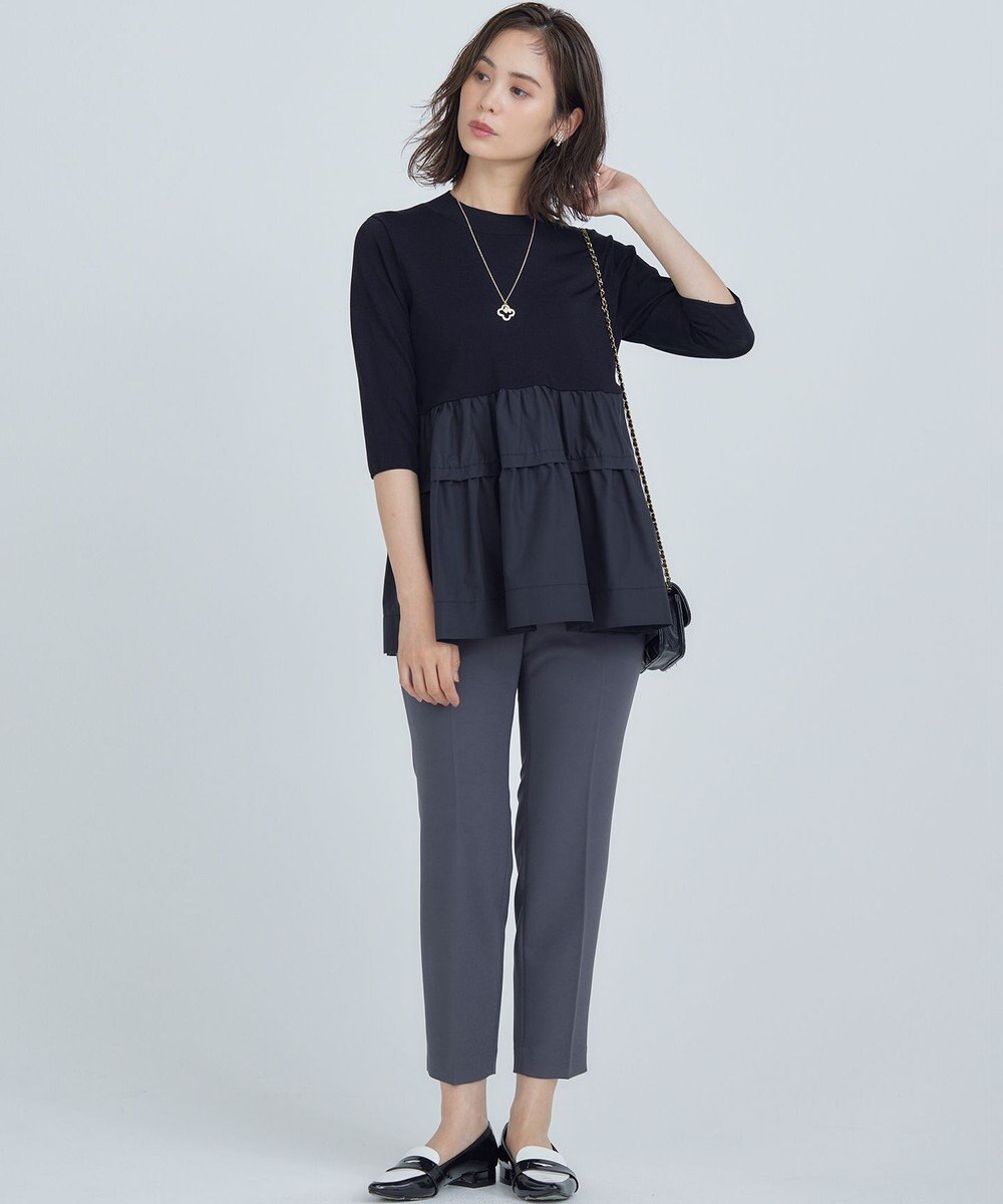 組曲 【UVケア・接触冷感・六分袖】ブラウスコンビ ティアードニット 