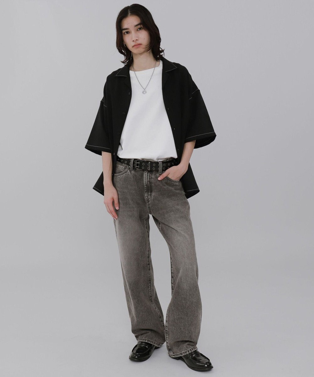 WEGO 【ウエスト調整可】ストレートデニムパンツ 