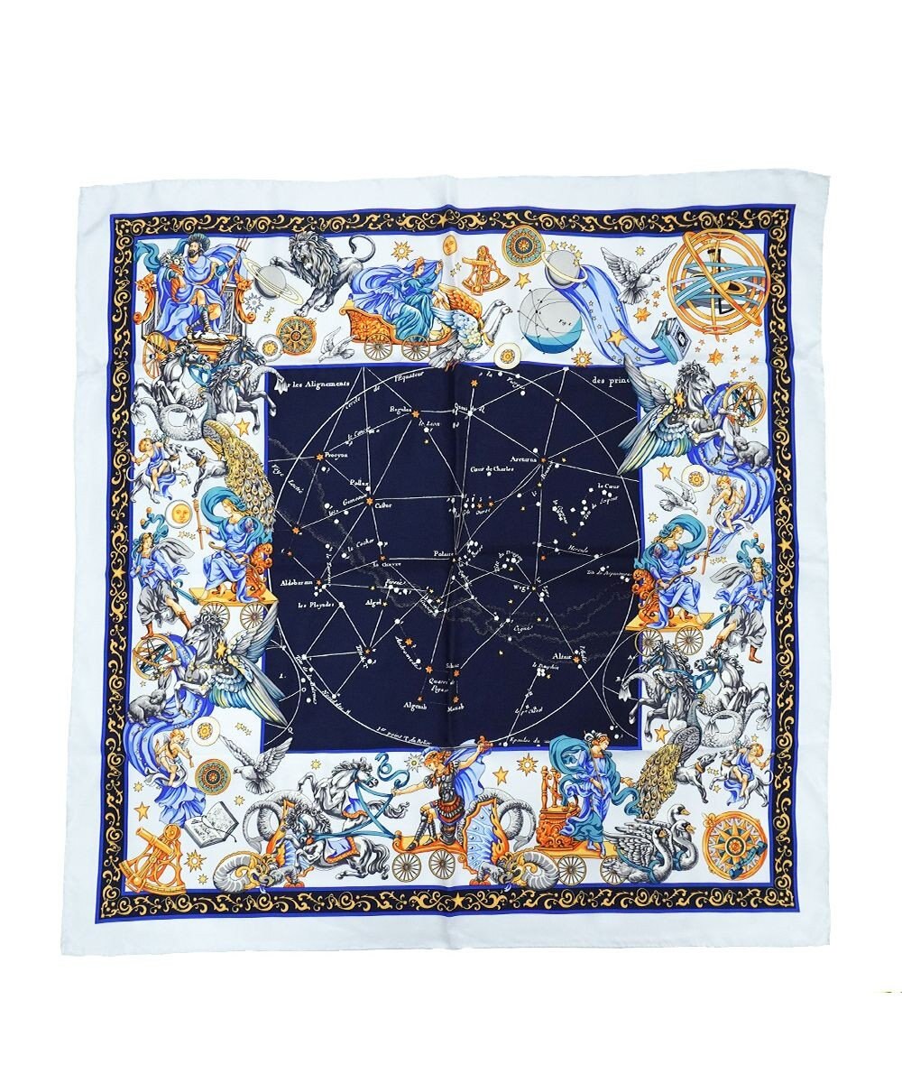 Marca ＜新柄！＞【伝統横濱スカーフ】星の神話 大判 シルクツイル スカーフ 