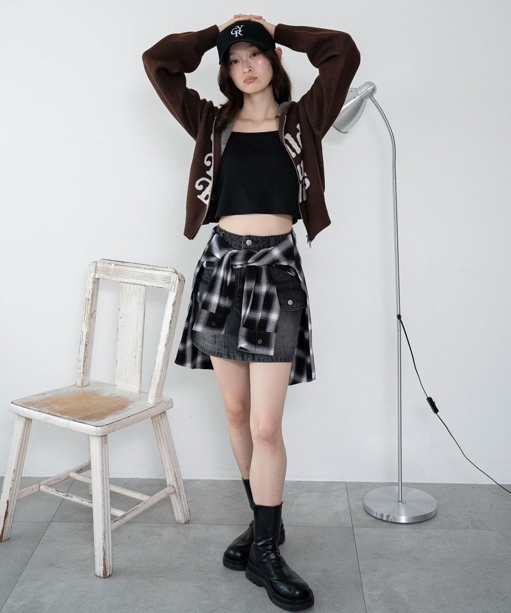 WEGO グラフィックジャガードニットZIPパーカー 