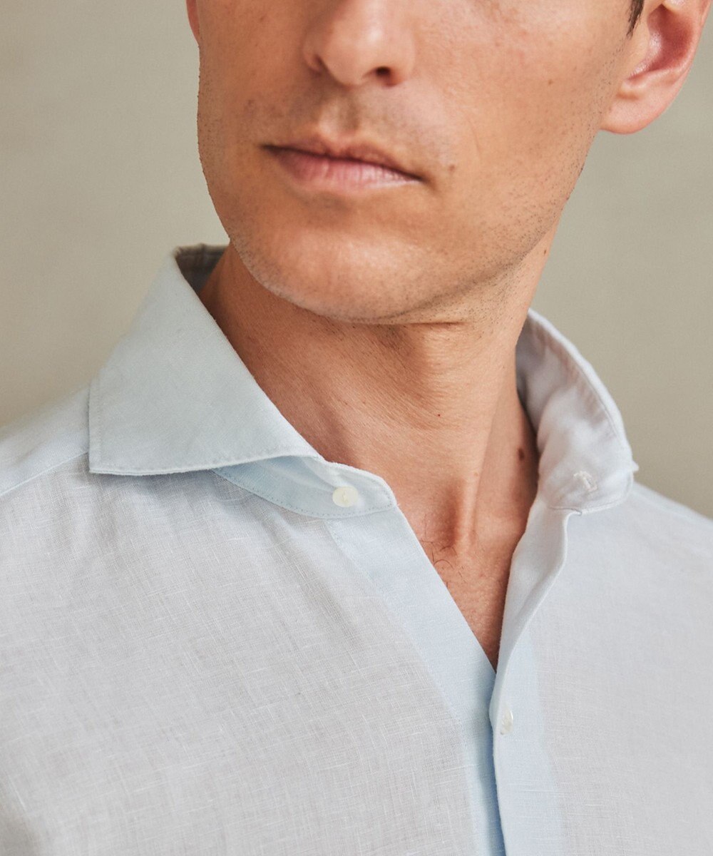 GOTAIRIKU ノルマンディリネン使用【洗える】カッタウェイカラー ソフトリネンシャツ 