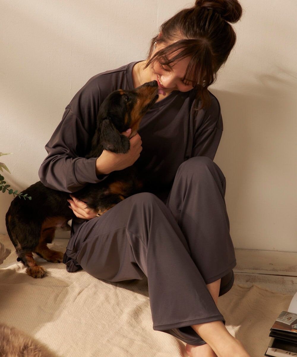 OP／FILA 【FILA】犬や猫の毛がつきにくいルームウェア上下セット/長袖 