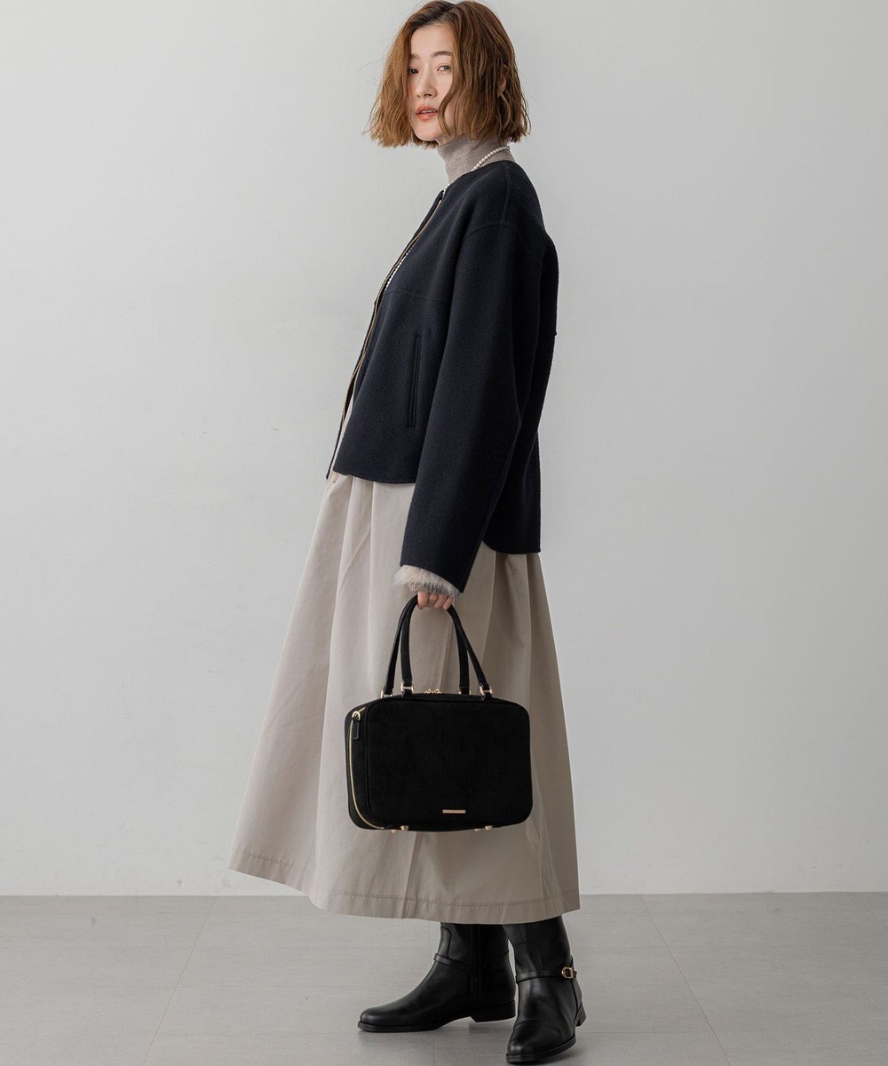 23区 L ウールライトリバー ノーカラー ショートコート 