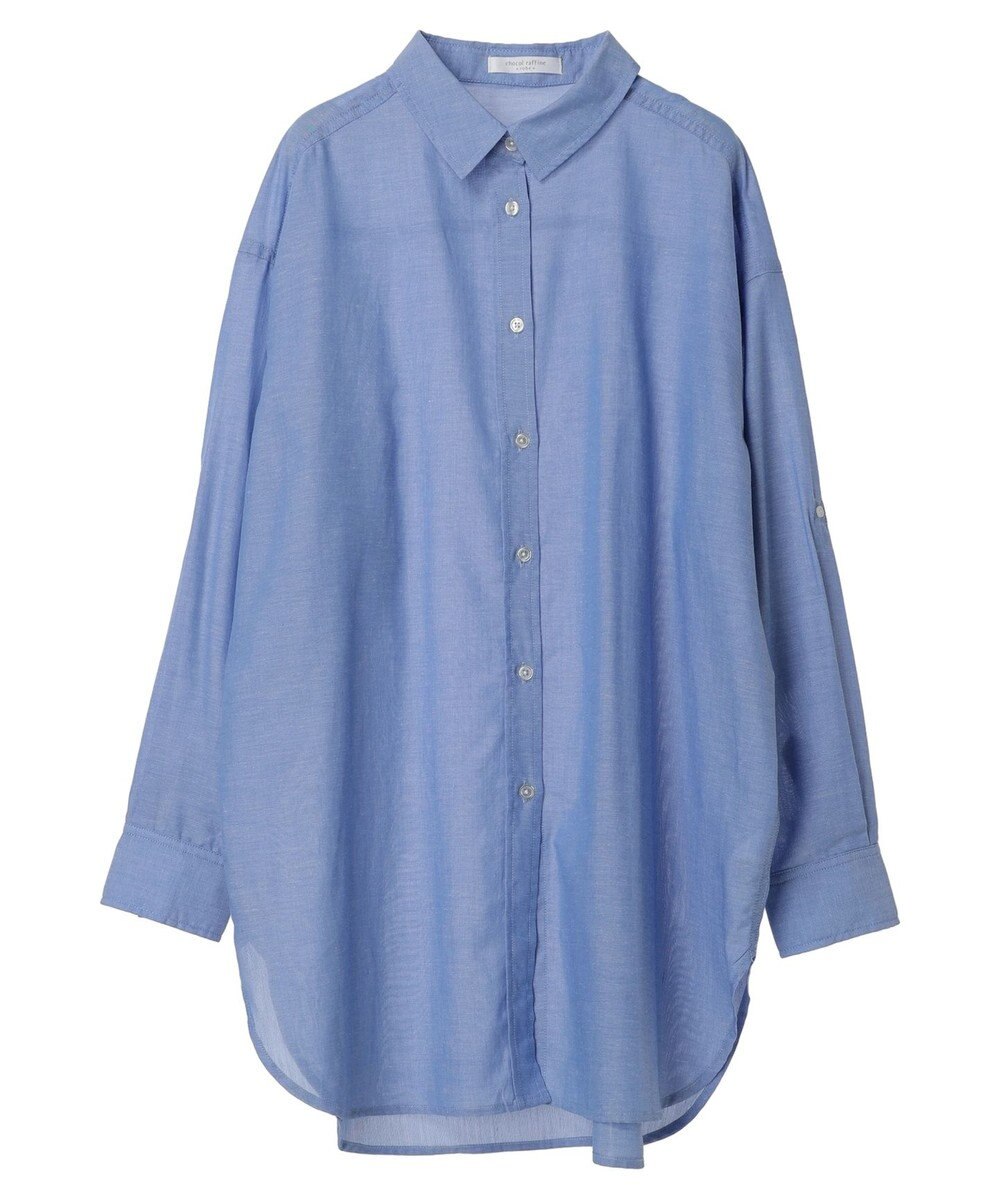 Green Parks 綿麻混タブ付オーバーサイズシャツチュニック 