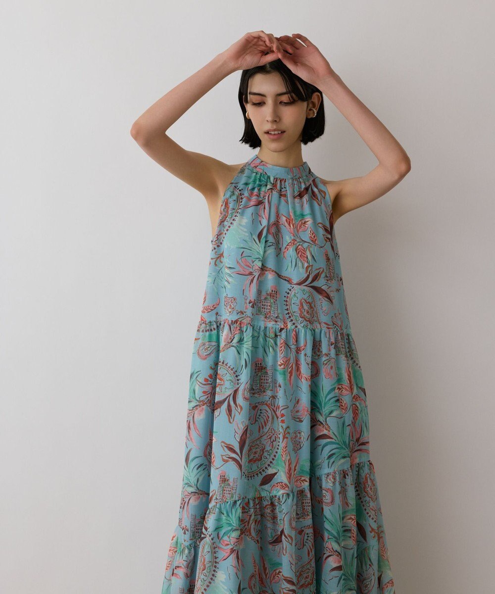 GRACE CONTINENTAL リゾートプリントティアードワンピース 