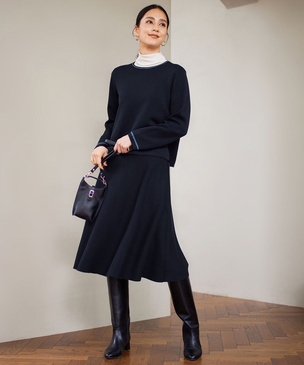 自由区 【WEB限定・マルチウェイ・洗える】ヘリンボーン柄リバーシブルニット セットアップ 