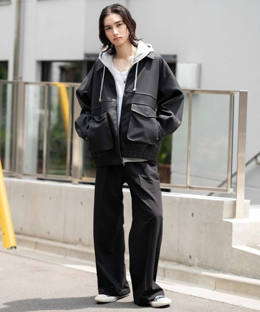 WEGO 【25年秋冬新作/ユニセックス着用ITEM/SMLサイズ展開】PUダブルZIPフライトブルゾン 