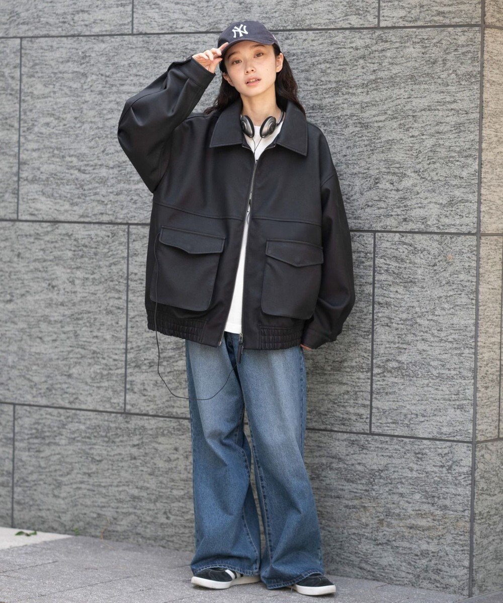 WEGO 【25年秋冬新作/ユニセックス着用ITEM/SMLサイズ展開】PUダブルZIPフライトブルゾン 