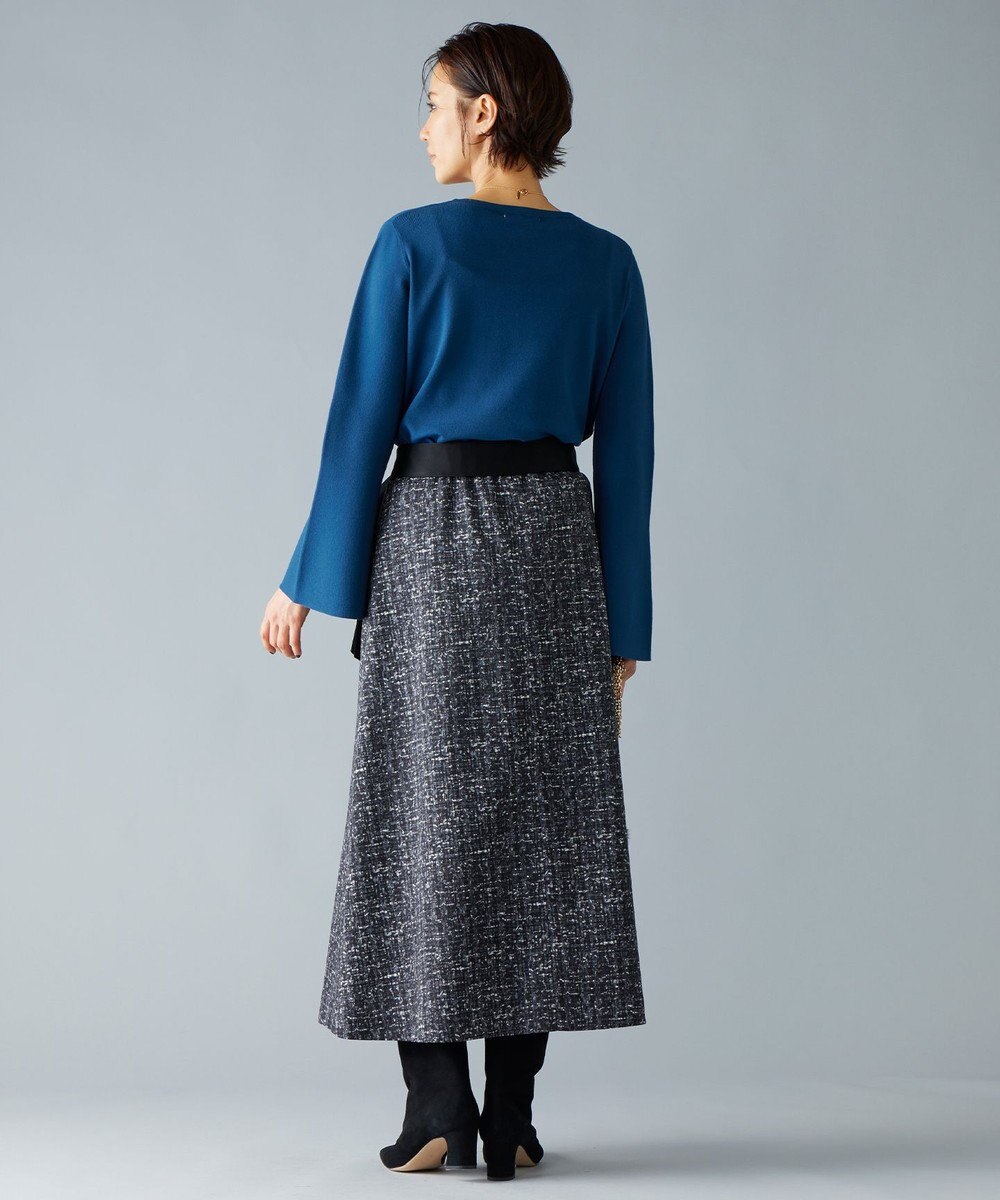 自由区 【セットアップ対応・洗える】レーヨンストレッチフレアスリーブ ニット 