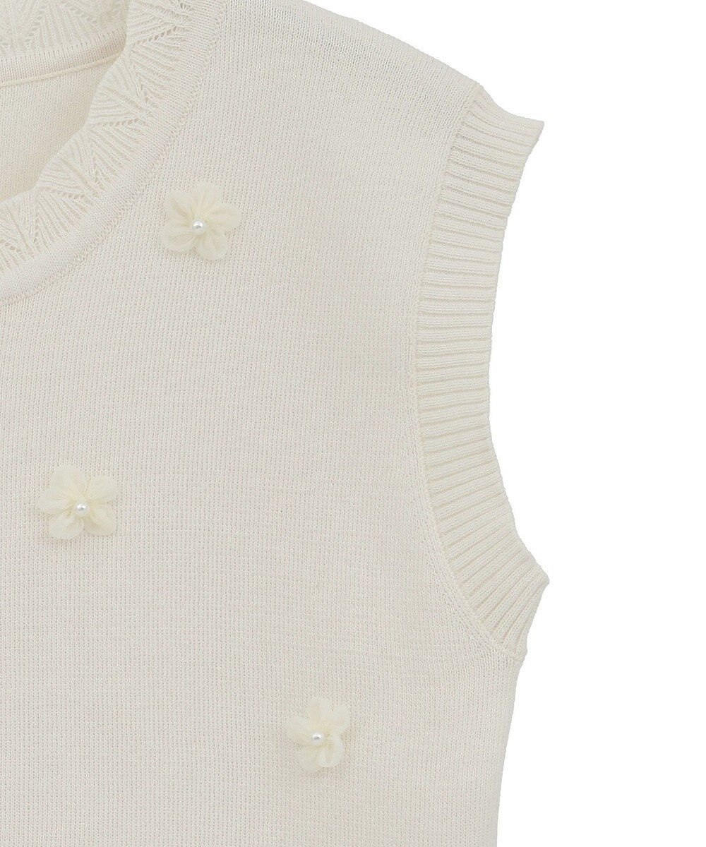 earth music&ecology フラワーモチーフニットベスト 