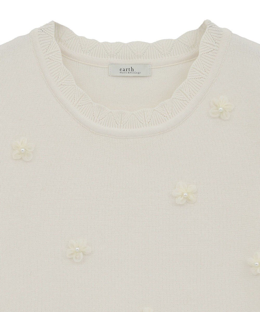 earth music&ecology フラワーモチーフニットベスト 