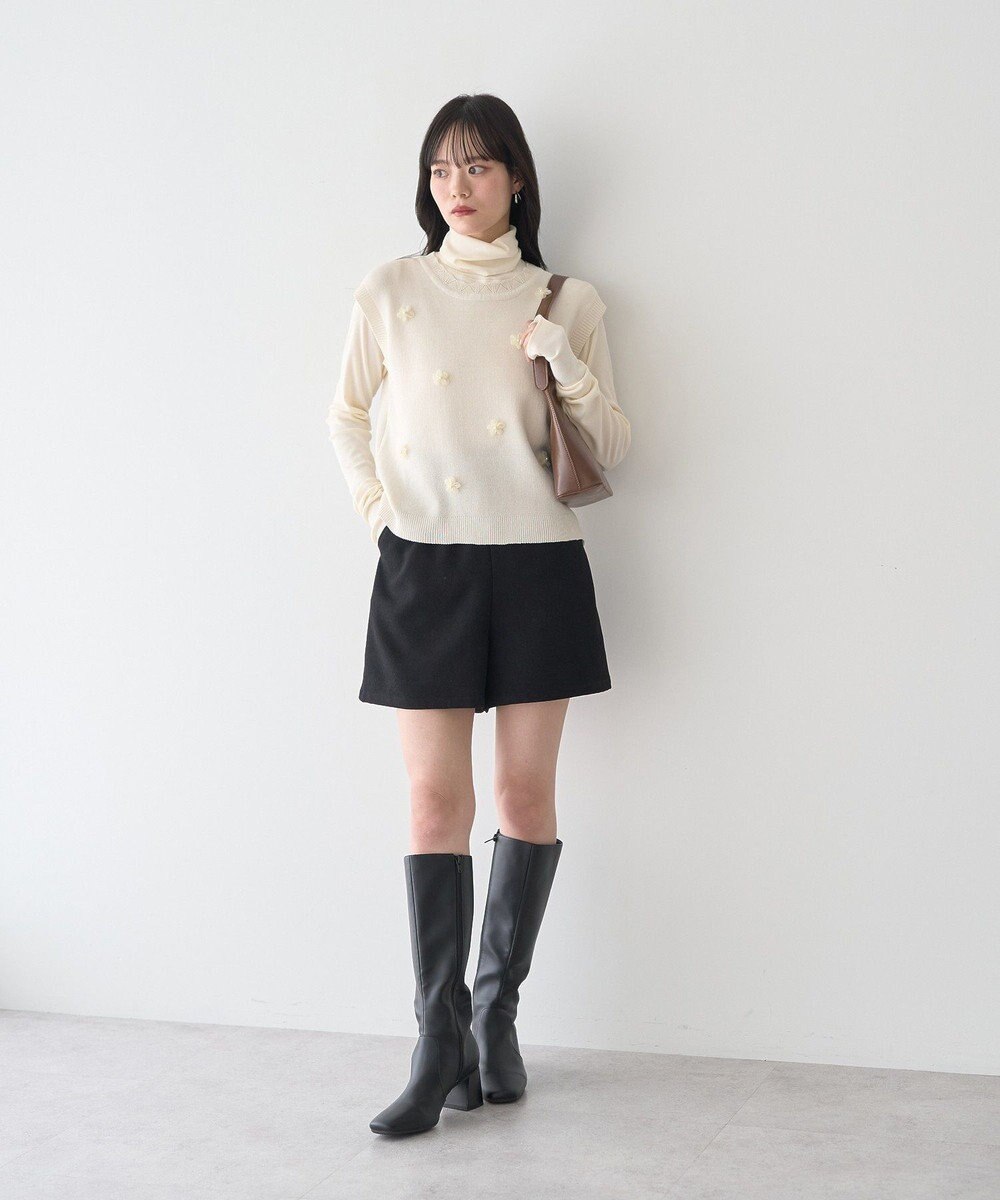 earth music&ecology フラワーモチーフニットベスト 