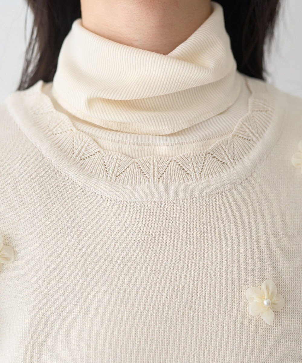 earth music&ecology フラワーモチーフニットベスト 