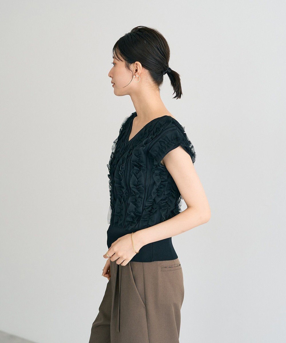 YECCA VECCA 2wayチュールフリルニット 