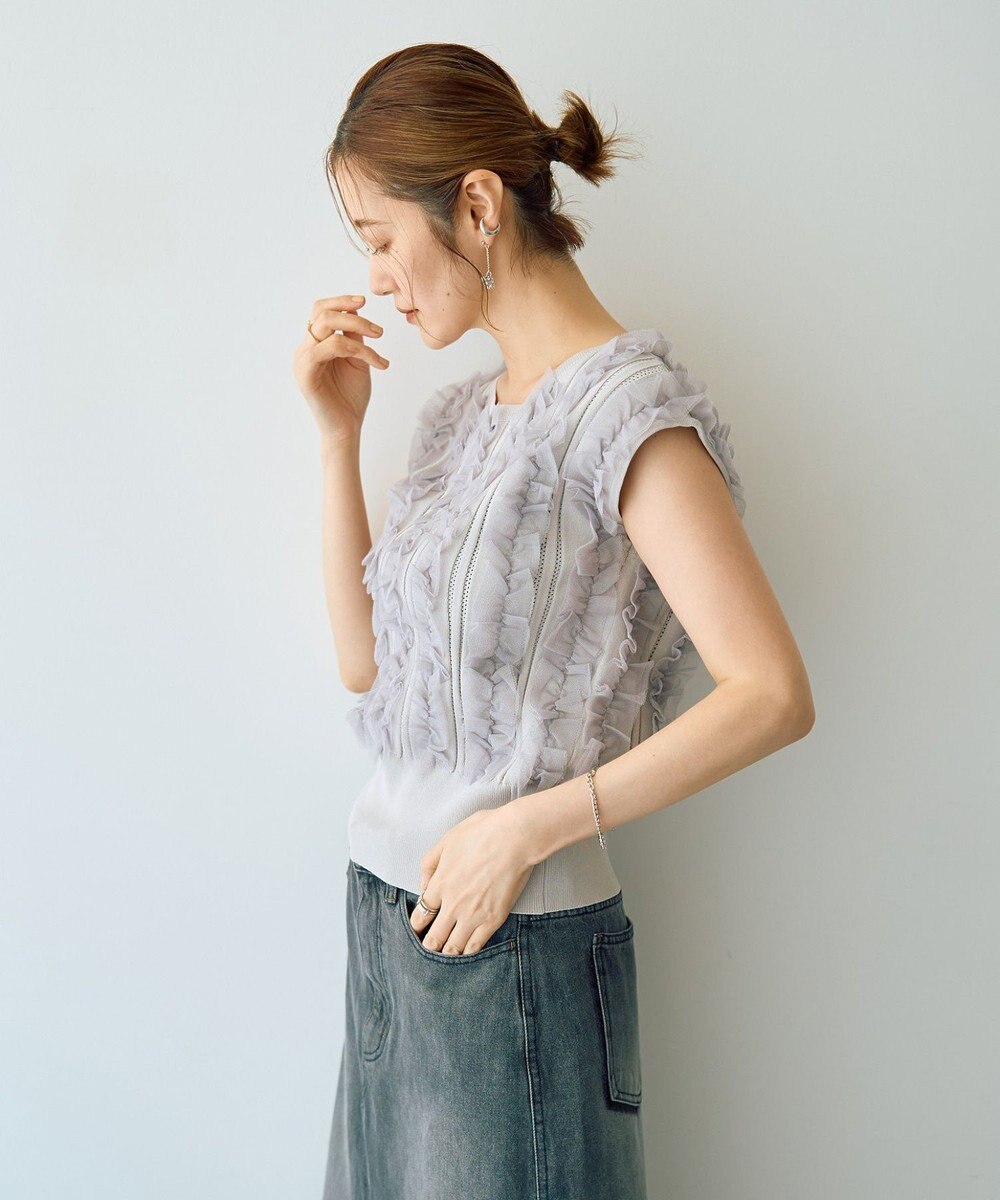 YECCA VECCA 2wayチュールフリルニット 