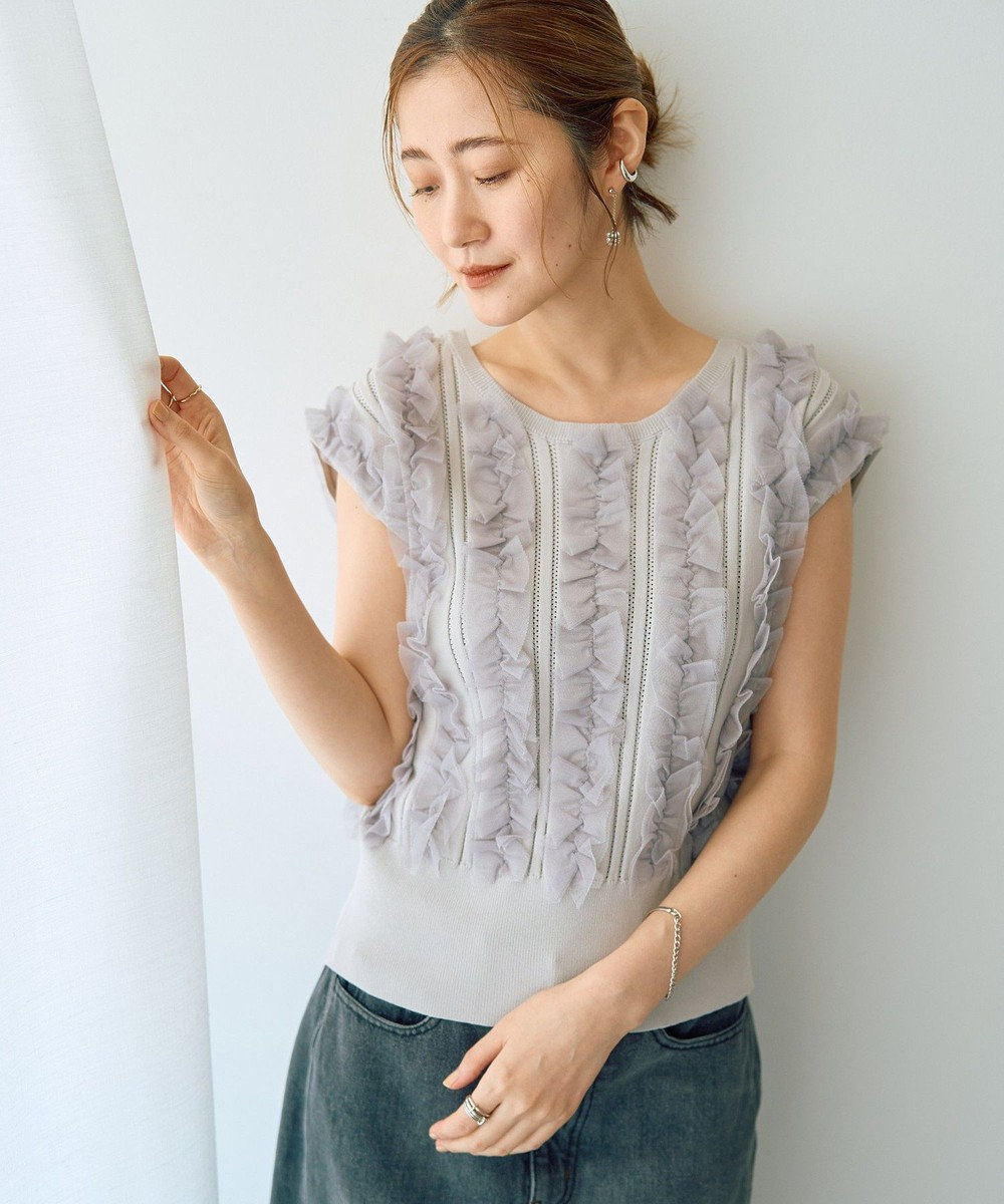 YECCA VECCA 2wayチュールフリルニット 