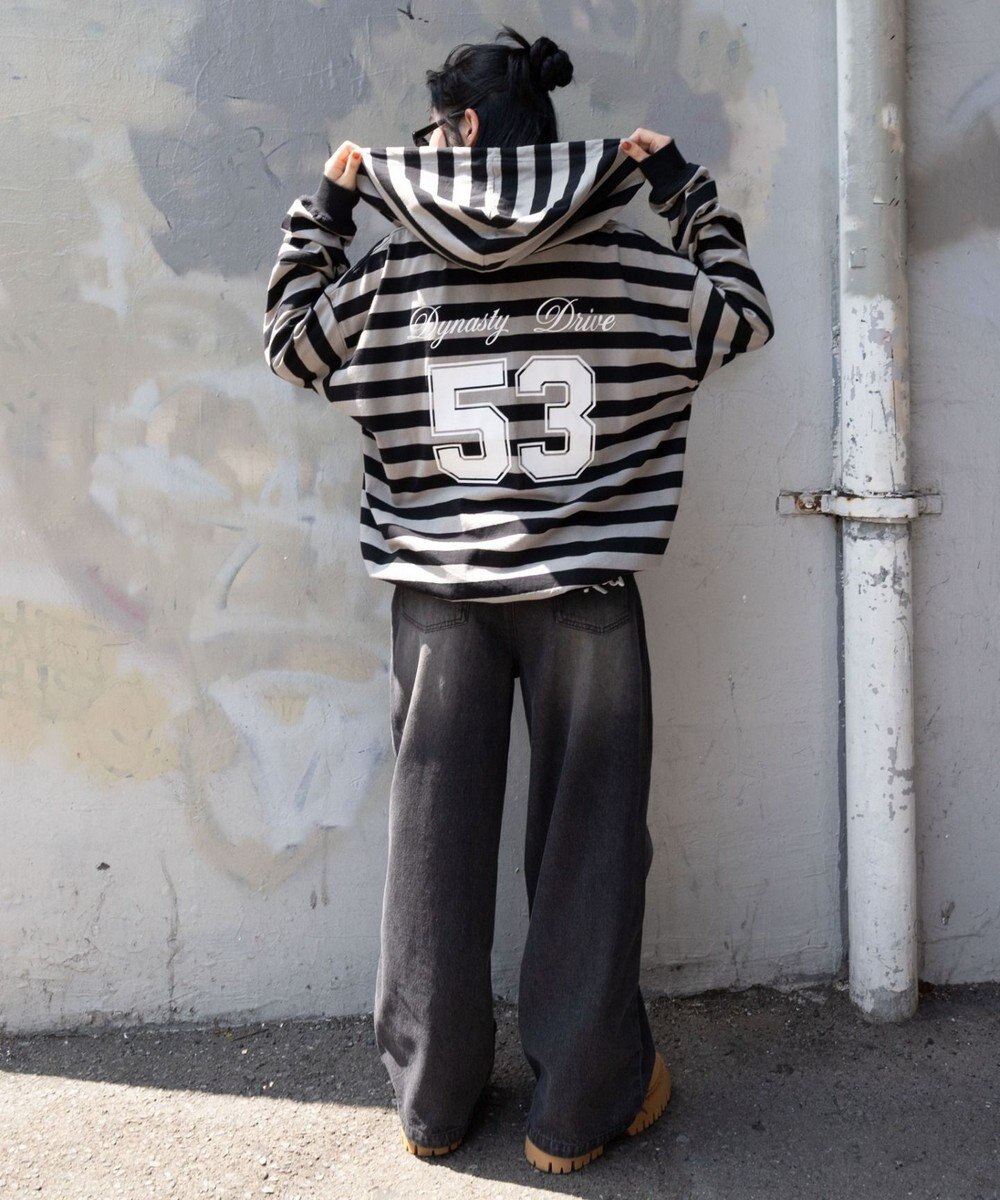 WEGO 【ユニセックスITEM/MLサイズ展開】ナンバリングカットZIPパーカー 