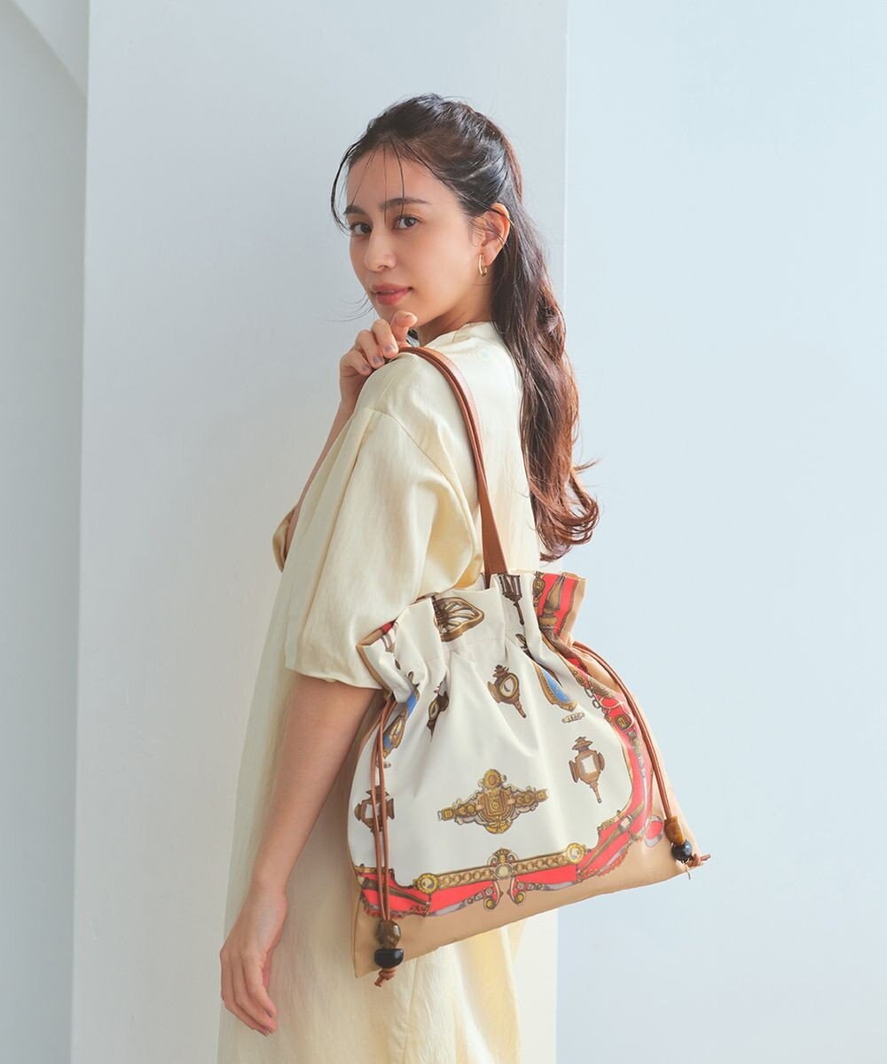 TOPKAPI 【新色追加】【TREASURE TOPKAPI】マイルドサテン スカーフ柄 巾着 トート バッグ 