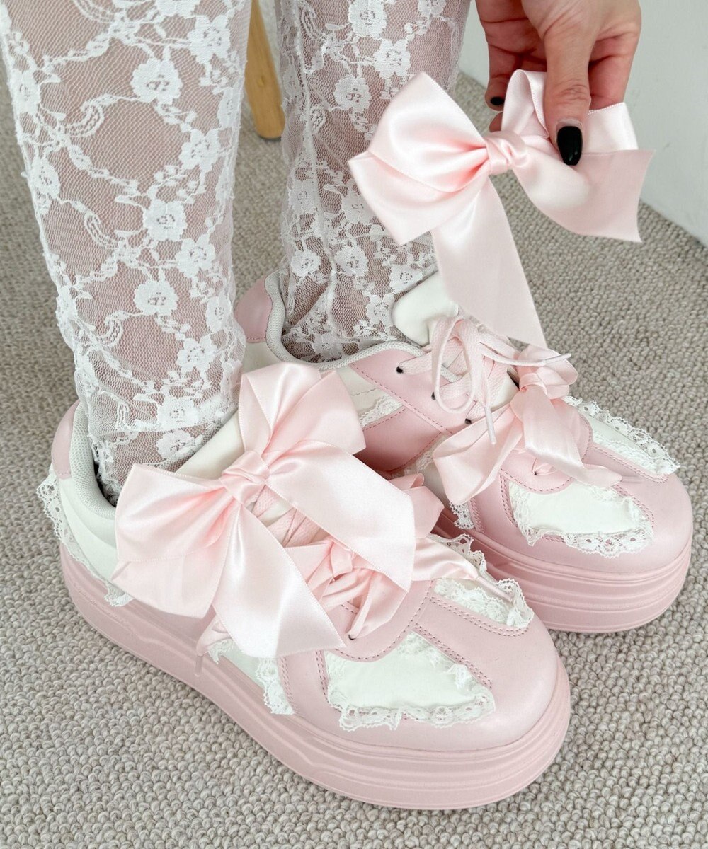 WEGO ダブルリボンフリルスニーカー 
