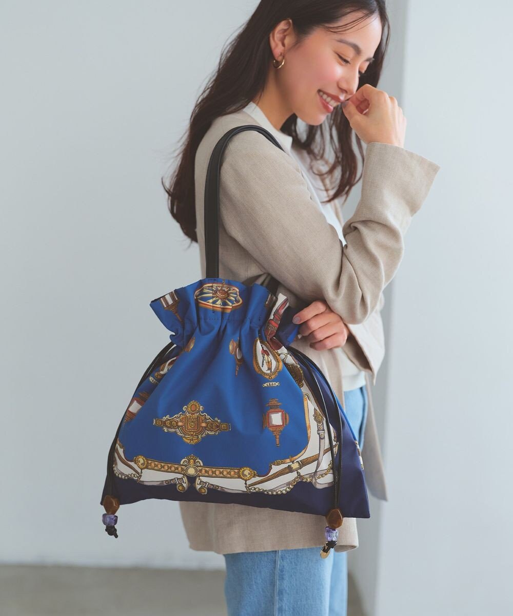 TOPKAPI 【新色追加】【TREASURE TOPKAPI】マイルドサテン スカーフ柄 巾着 トート バッグ 