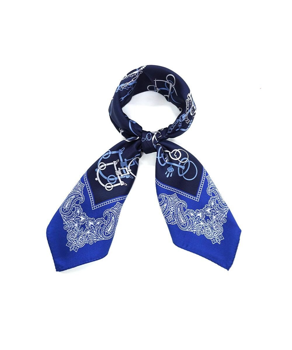 Marca ＜秋の新作＞【Marcaオリジナル】馬具＆ペイズリー 小判 シルクツイル スカーフ 