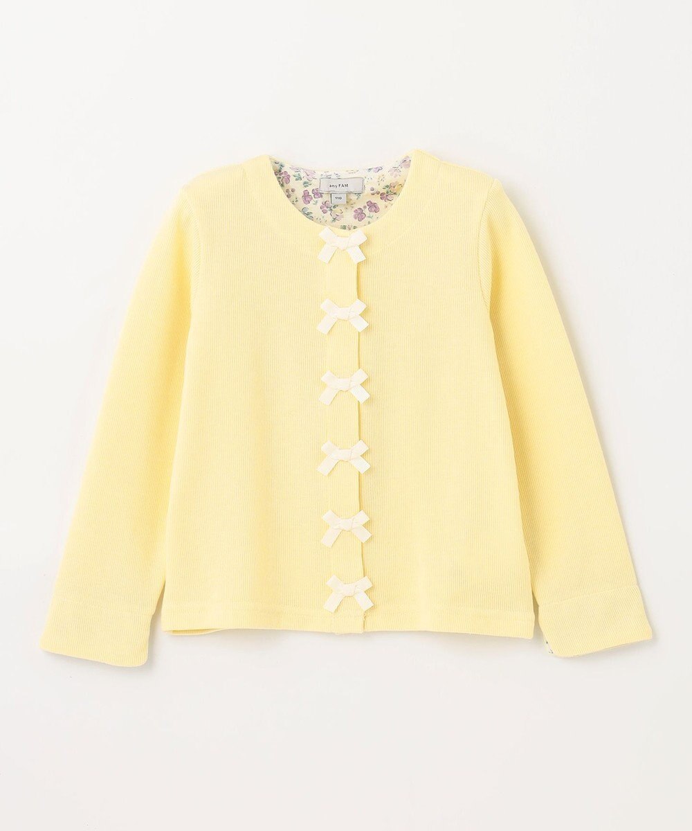 ANY KIDS スナップボタン リボン カーディガン 