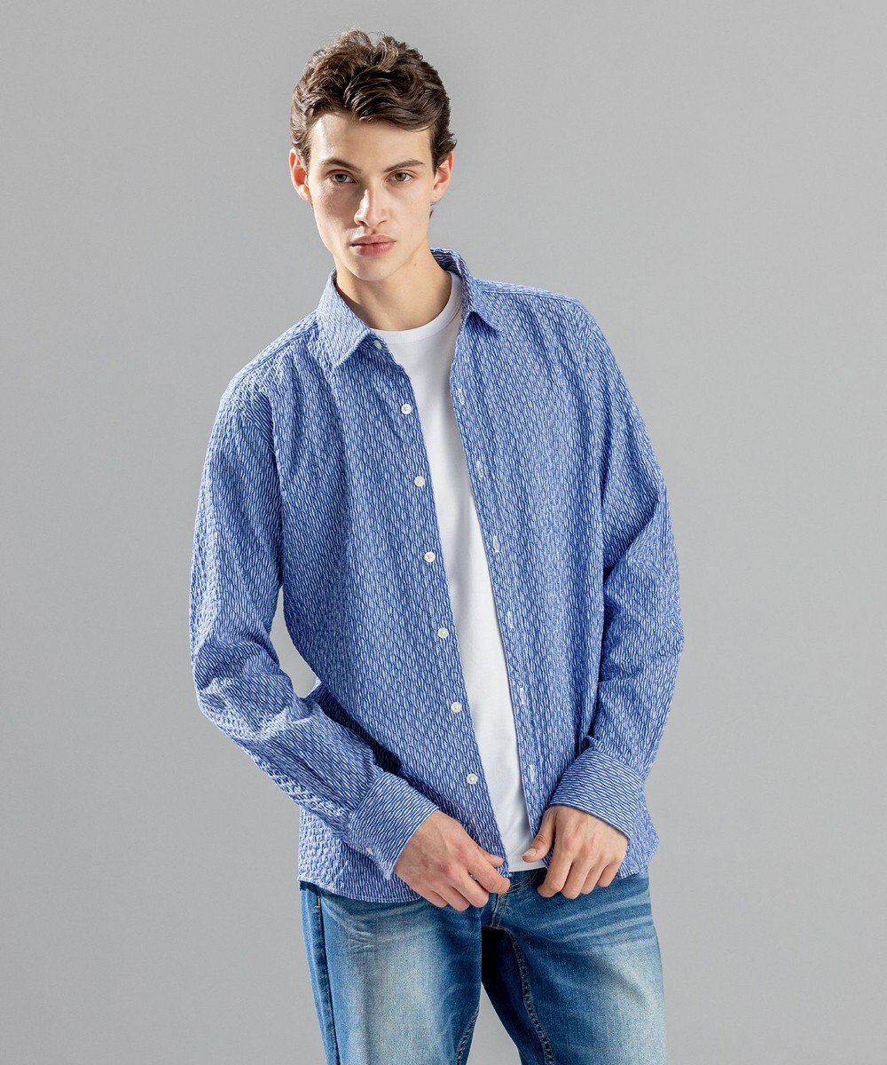 JOSEPH HOMME トライジャガード ストライプ ストレッチ レギュラーカラーシャツ 